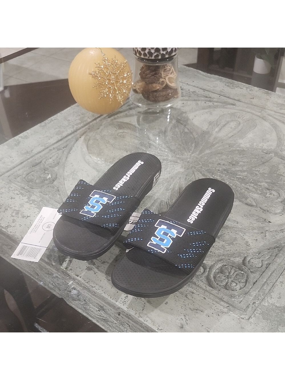 Summer Skates Men's Black LACE design Slide Sandals Size 10 New